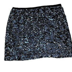London Jean Blue Sequin Skirt Holiday Sparkle Size 10